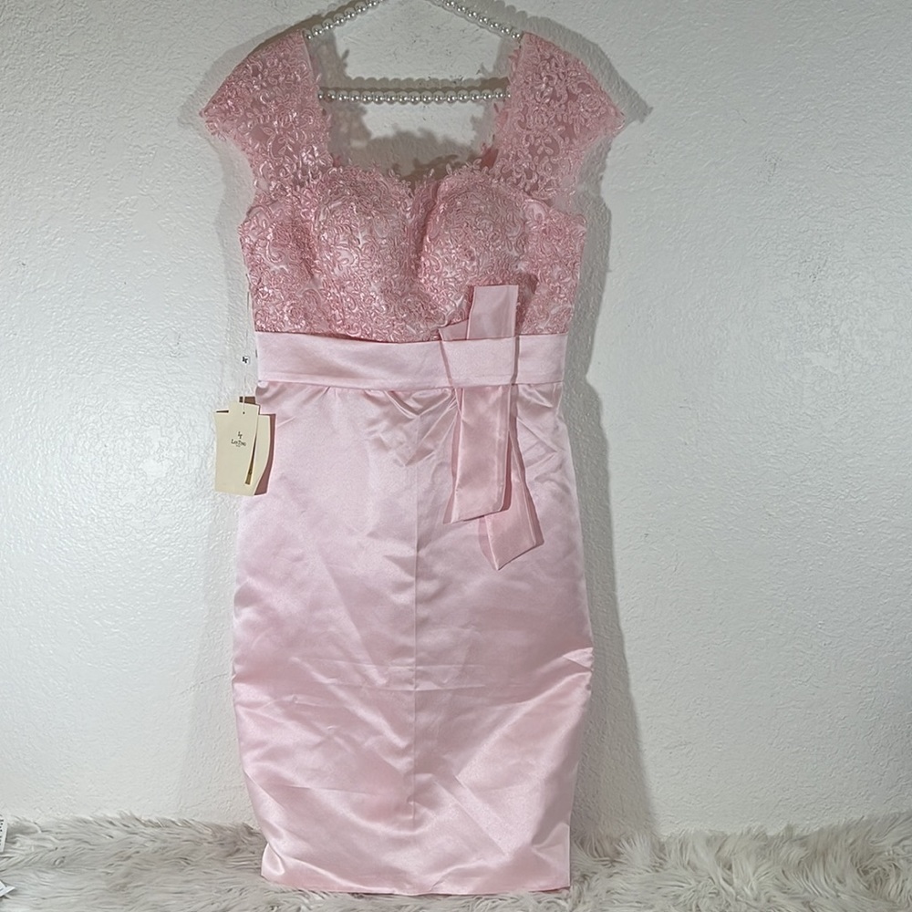 LANTING BRIDE Two Piece Sexy V-Neck Floral Embroidery Satin Knee Length New 10 - Picture 6 of 16